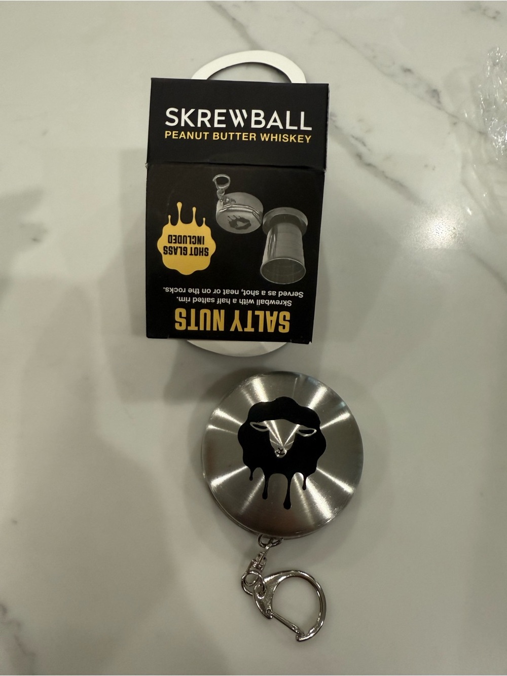 Screwball Whiskey Collapsible Stainless Steel Shot Glass Keychain - Silver - Picture 3 of 4